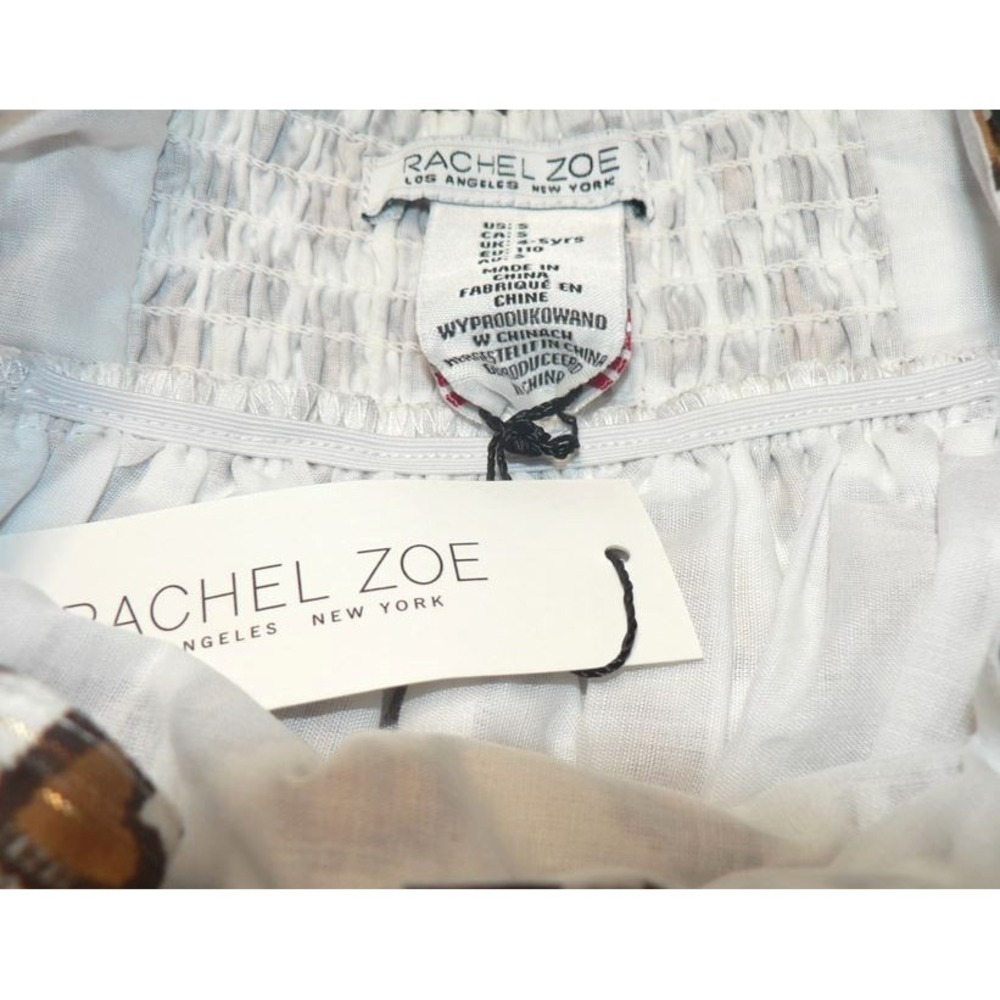 Rachel Zoe Girls Sleeveless Tiered Bow Shoulder Dress Brown Animal Hearts Size 5 - Picture 8 of 8
